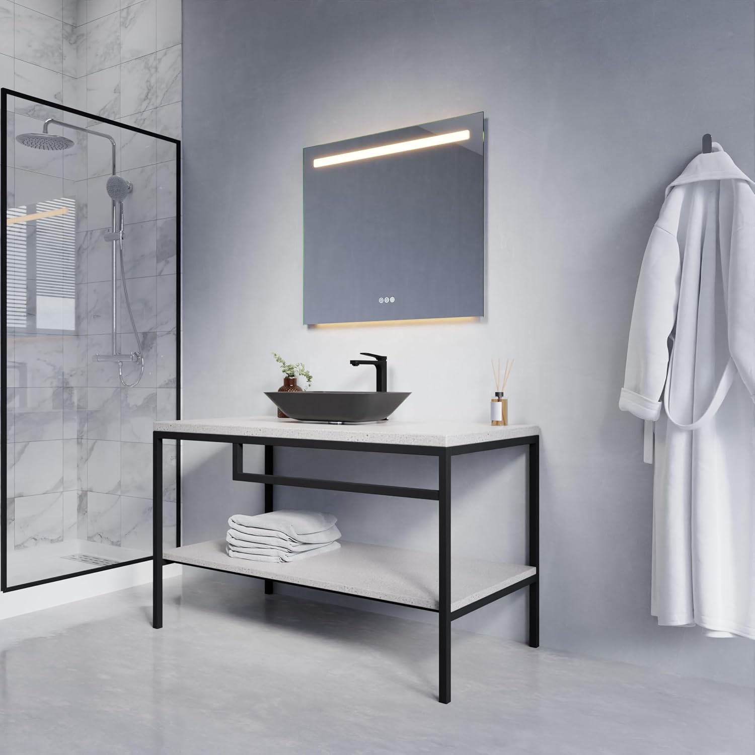 ANZZI LED Mirror for Bathroom 28"x32", Vanity Frameless Mirror with Lights image 5