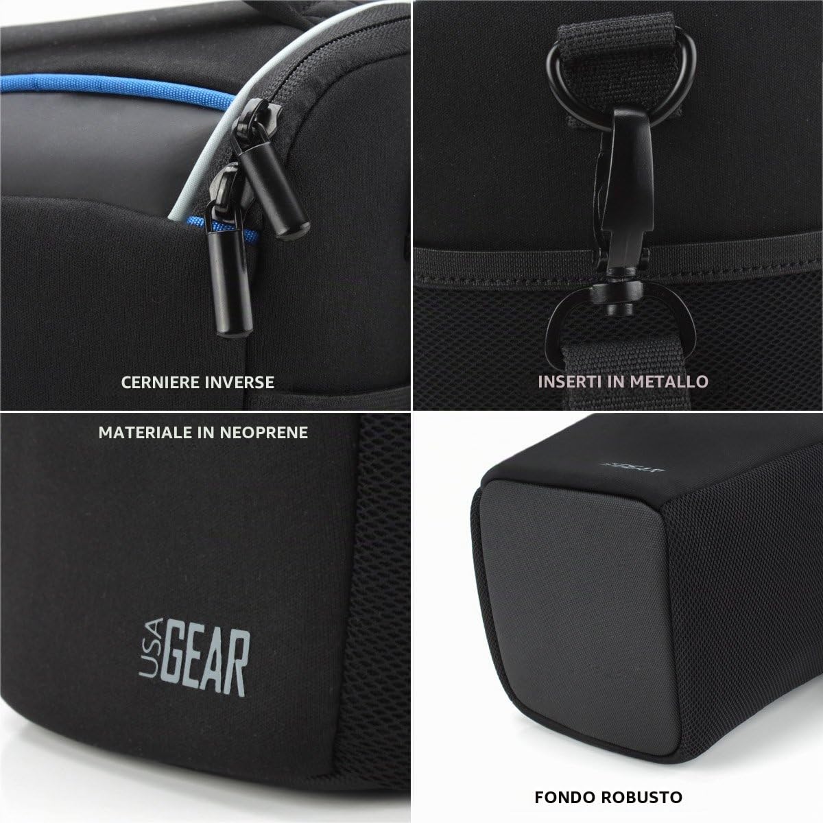 USA Gear Borsa per Fotocamera SLR/DSLR per Mirrorless con Tracolla Regolabile, Maniglia Imbottita, Copertura Antipioggia Rimovibile e Fondo Resistente Alle Intemperie