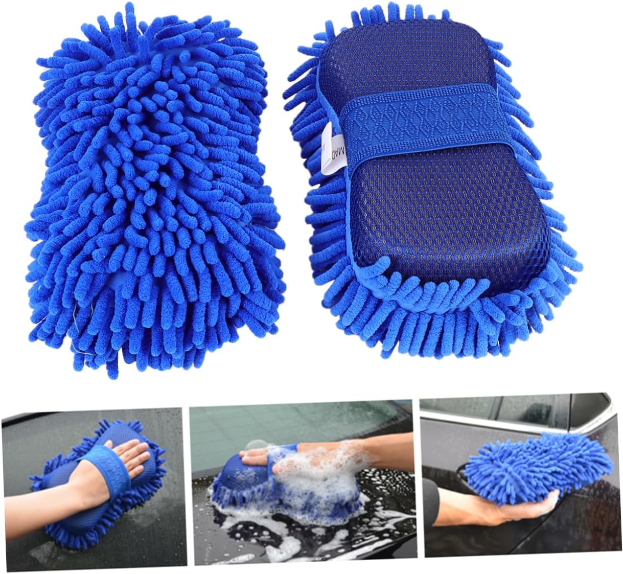 Zerodeko 1set Car Wash Gloves Durable Auto Cleaning Mitt for Car Washing Multi Purpose Use Lightweight and Scratch Design for Bathroom and Floor Cleaning 2pcs
