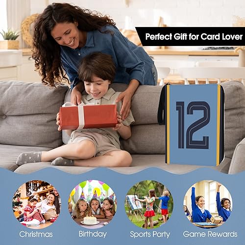 Miniatura 5 de Carpeta de tarjetas de baloncesto con mangas, 900 bolsillos, 12 tarjeteros de baloncesto para tarjetas intercambiables, organizador de carpetas de