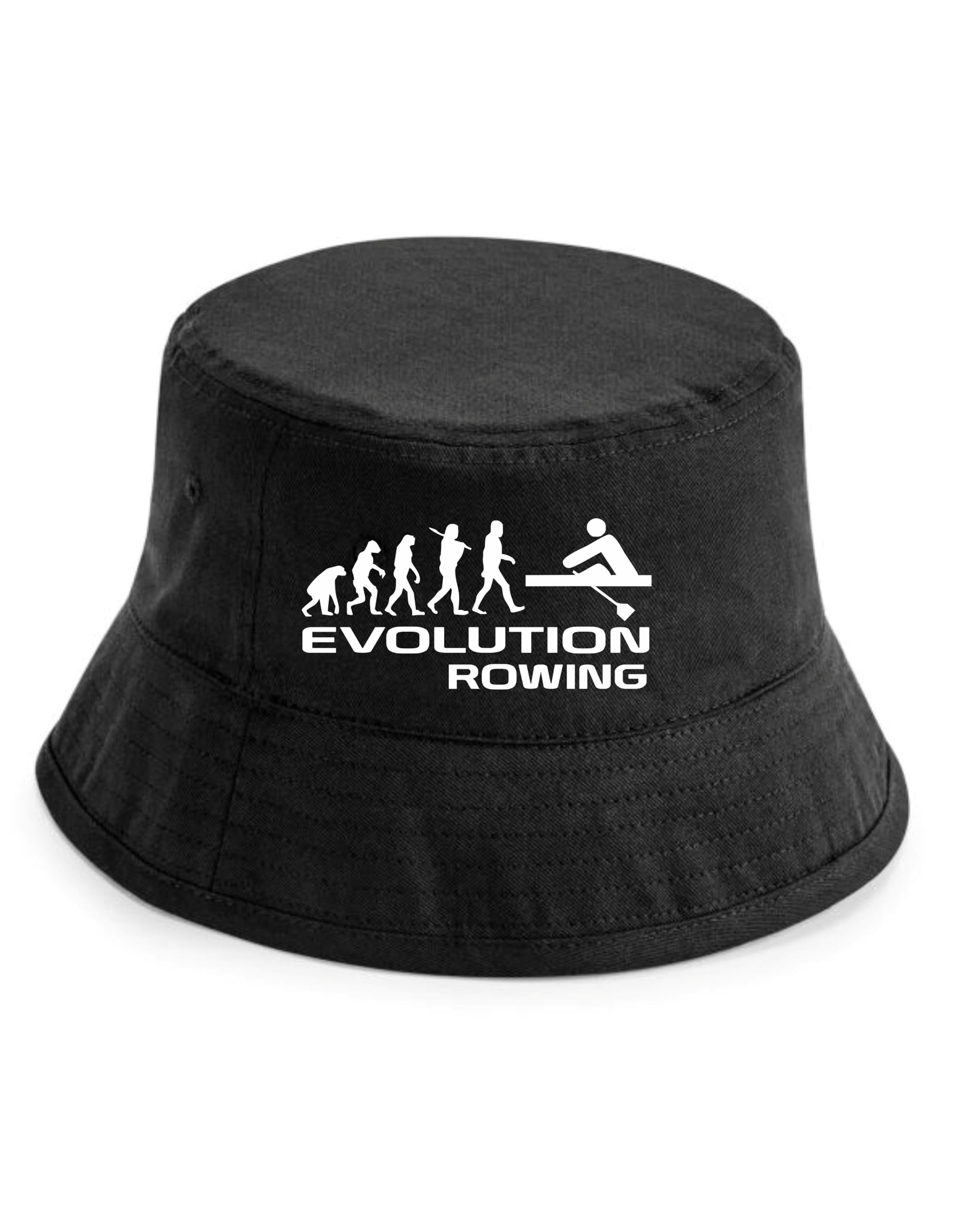 Print4U Evolution of Rowing Bucket Hat Sport Hobby Birthday Gift Men & Ladies Black LXL