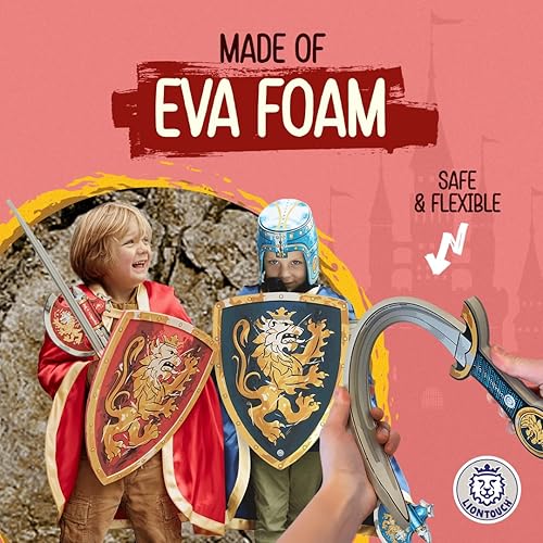 Miniatura 3 de Liontouch Espadas, escudos y hachas de juguete Noble Knight para dos niños, azul y rojo  Juego de simulación medieval en espuma para niños con tema