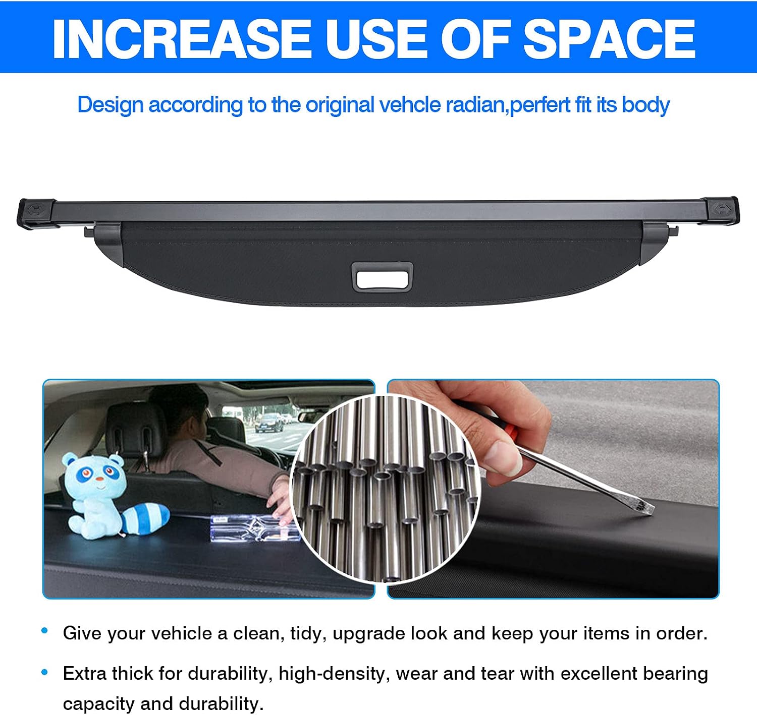 Powerty Cargo Cover for 2022-2025 2026 Hyundai Tucson Accessories, Trunk Cover Retractable Trunk Shielding Shade Cargo Luggage Cover for 2022-2026 Hyundai Tucson Black