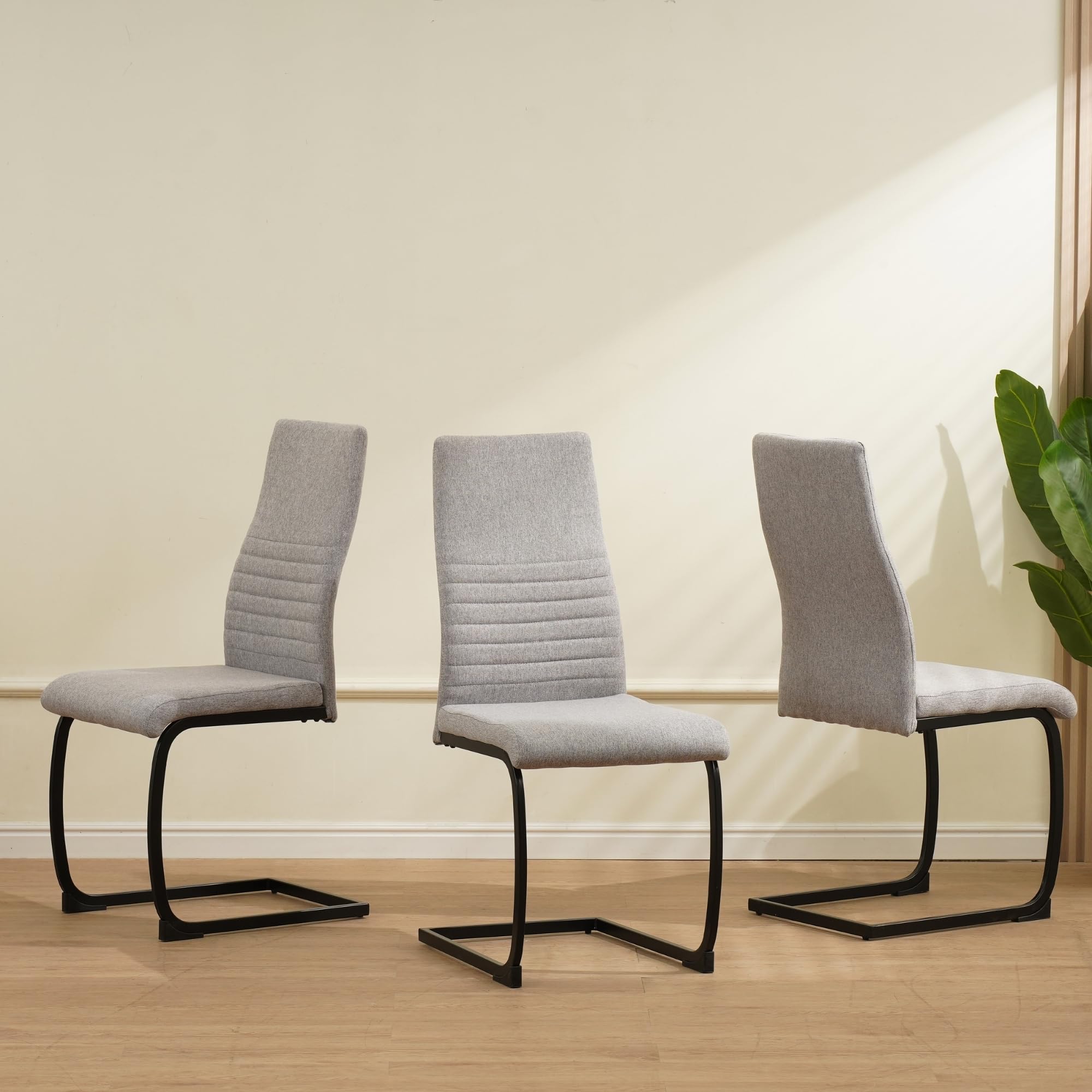 ALBATROS Sedia Cantilever Turano, Set da 4 Pezzi, Grigio - Design Moderno, Rivestimento in Tessuto, Imbottitura Spessa per Cucina e Sala da Pranzo