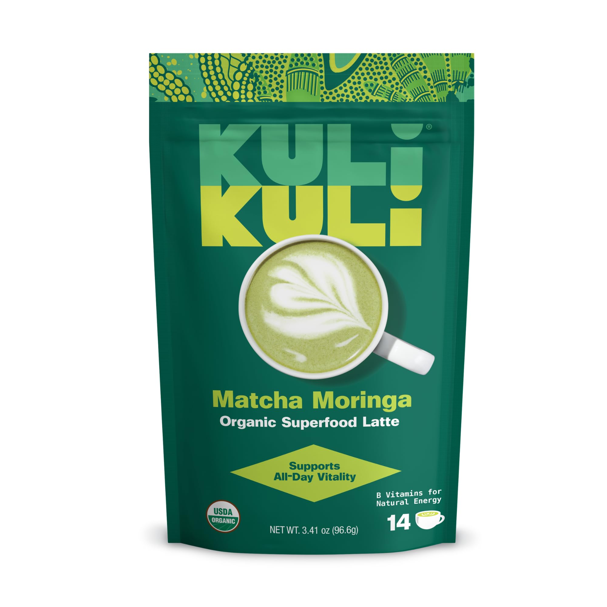 Kuli Kuli Matcha Moringa Organic Superfood Latte - Matcha Green Tea Powder for Natural Caffeine Antioxidants with Moringa