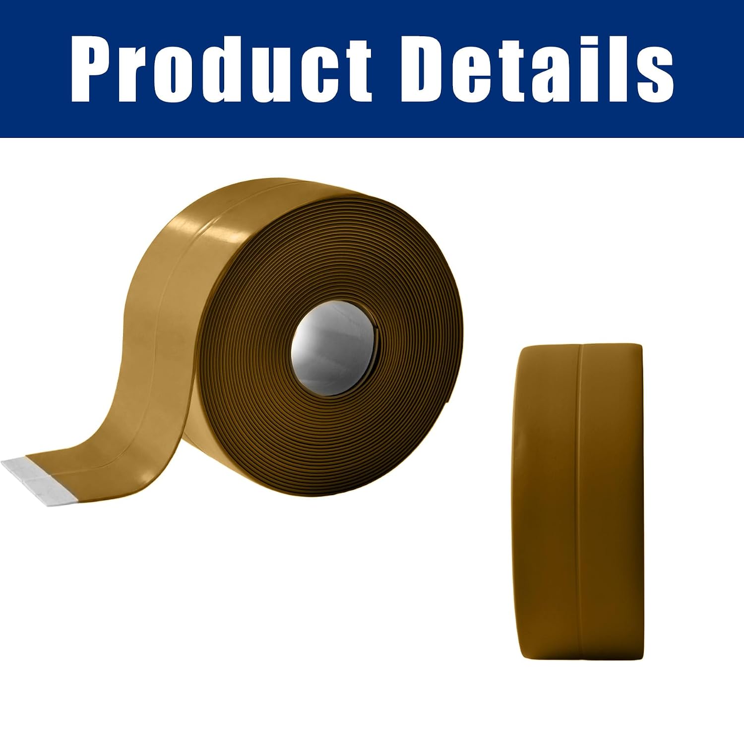 2 Rolls Brown Caulking Tapes with Scraper, 0.87" x 10.5Ft Waterproof Self Adhesive PVC Bathtub Caulk Sealant Strips for Kitchen Bathroom Toilet Sink Countertop