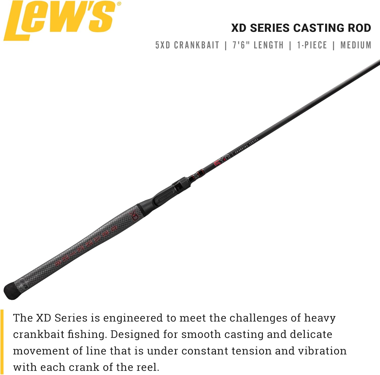 Lew's XD Series Casting Fishing Rod, HM50 Graphite Blank with SeaGuide X-Frame Guides, Winn Dri-Tac Ultra Full Length Handle