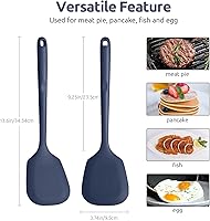 Vista 2 de 600℉ Heat Resistant Silicone Turner: U-Taste 13.6in Solid Kitchen Spatula Flipper, BPA Free Flexible & Thin Seamless Cooking Utensil for Flipping