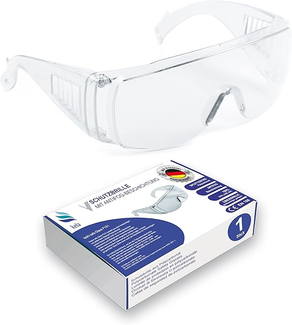 kela 1 szt. | Okulary ochronne KelaP1S1 | 100% Made in Germany | nietłukące się okulary ochronne z powłoką zapobiegającą parowaniu i ochroną UV | lekkie i przezroczyste | nadają się dla osób okulary