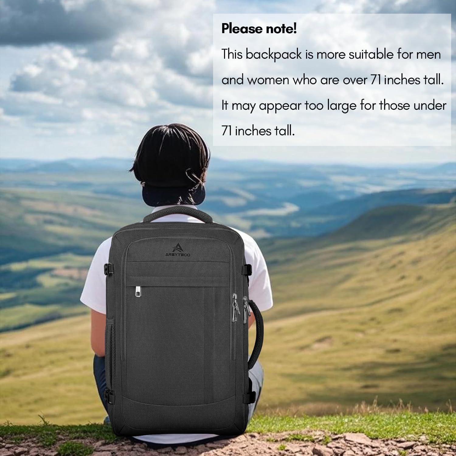 60L Extra Large Travel Laptop Backpack,3XL Expandable Carry On Backpack for Men, Big Capacity Heavy Duty Business Suitcase Daypack Bag Fits 18.4-19 Inch Laptops, Travel Gifts for Men Women, Black - Image 8