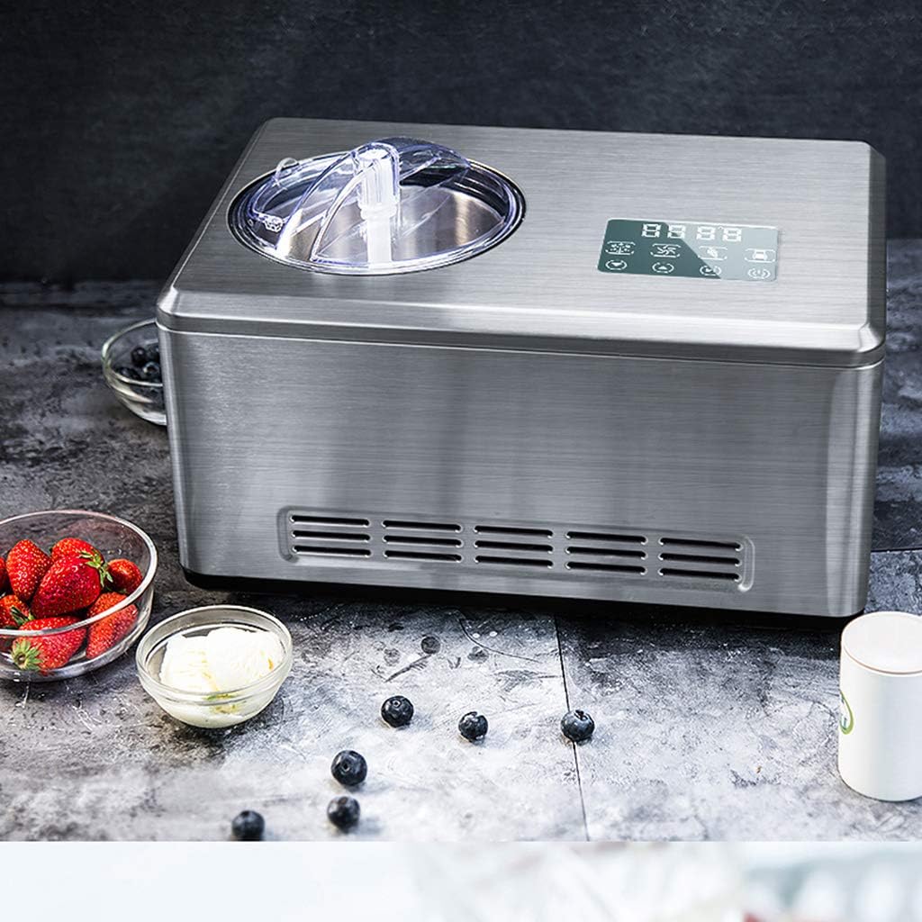Ice cream maker?Ice cream making machine?Compression cooling?Finished product Gelato Sherbet Frozen yogurt Soft ice?Timer?180W?2L?Stainless steel