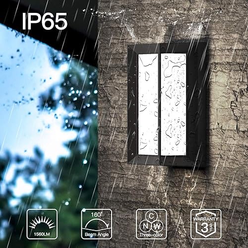 Miniatura 7 de Sytmhoe Lámpara de pared exterior del anochecer al amanecer, accesorios de pared exterior negros de 3000 K, aplique de pared exterior moderno, luz