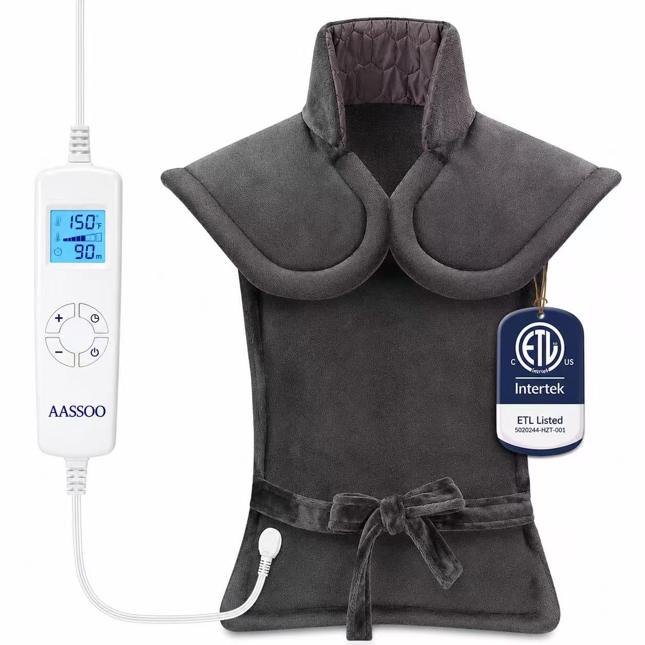 Almohadilla térmica con infusión de grafeno para cuello, hombros y espalda, regalos de cumpleaños para mujeres, hombres, papá, almohadilla térmica eléctrica pesada para aliviar el dolor, 24 x 33