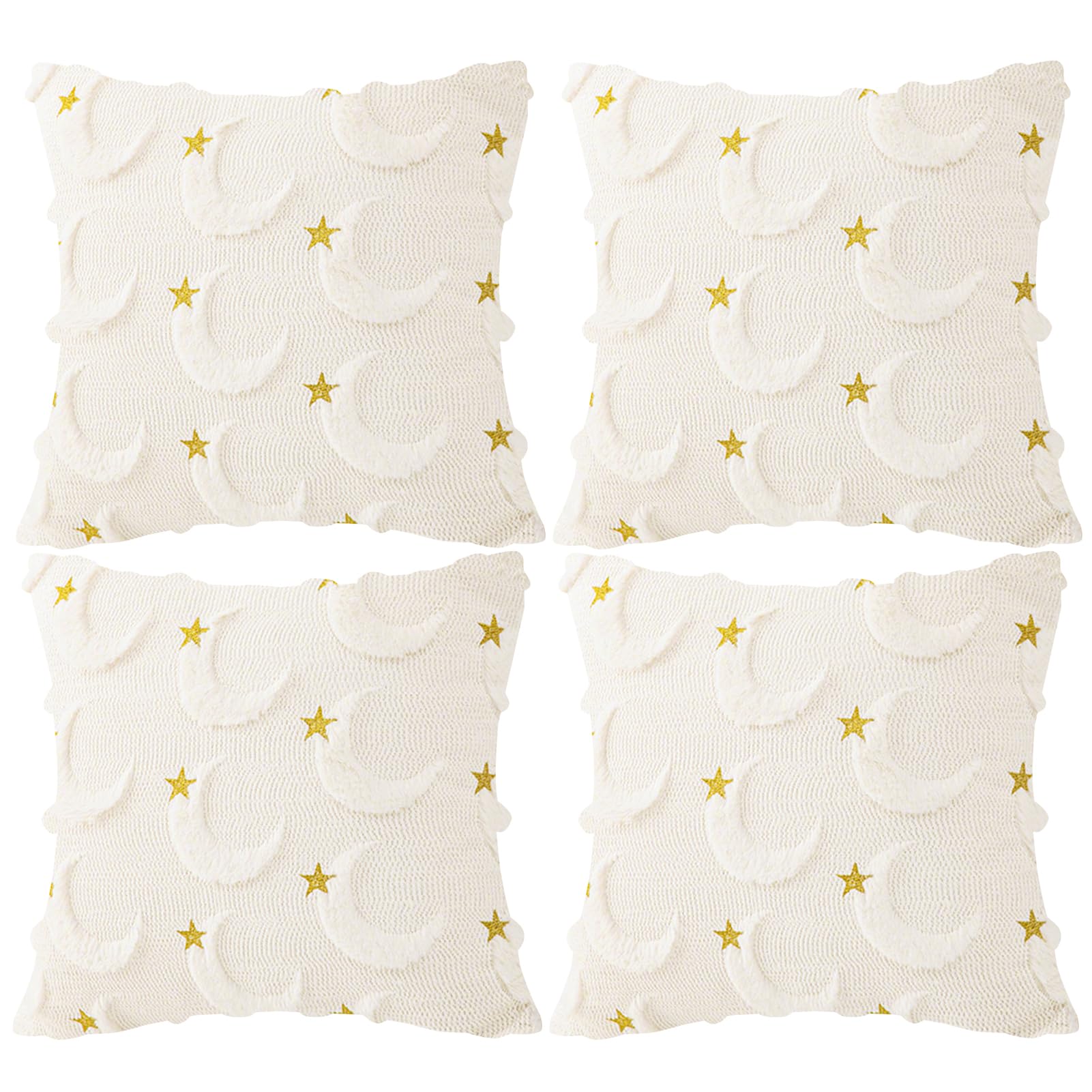 18X18 Inch Pillow Covers ,2 Set Star plush pillowcase ins style soft plush living room sofa pillow cushion waist pillow moon festival decoration,for Couch Sofa Bedroom Living Room Decor (white)