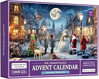 Christmas Advent Calendar 2023 Jigsaw Puzzle | 24 Parts -1008 Pieces Jigsaw Puzzle | Advent Calendar Christmas Jigsaw Puzzle | Christmas 24 Days Funny Christmas Game Gift for Kids Adults