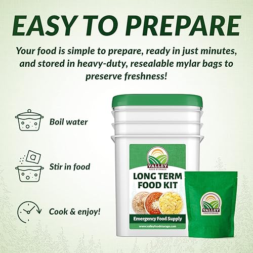 Miniatura 4 de Valley Food Storage Kit de suministro de alimentos a largo plazo de 15 días  175 porciones, 2.65oz + proteína diaria y más de 1,800 calorías por día
