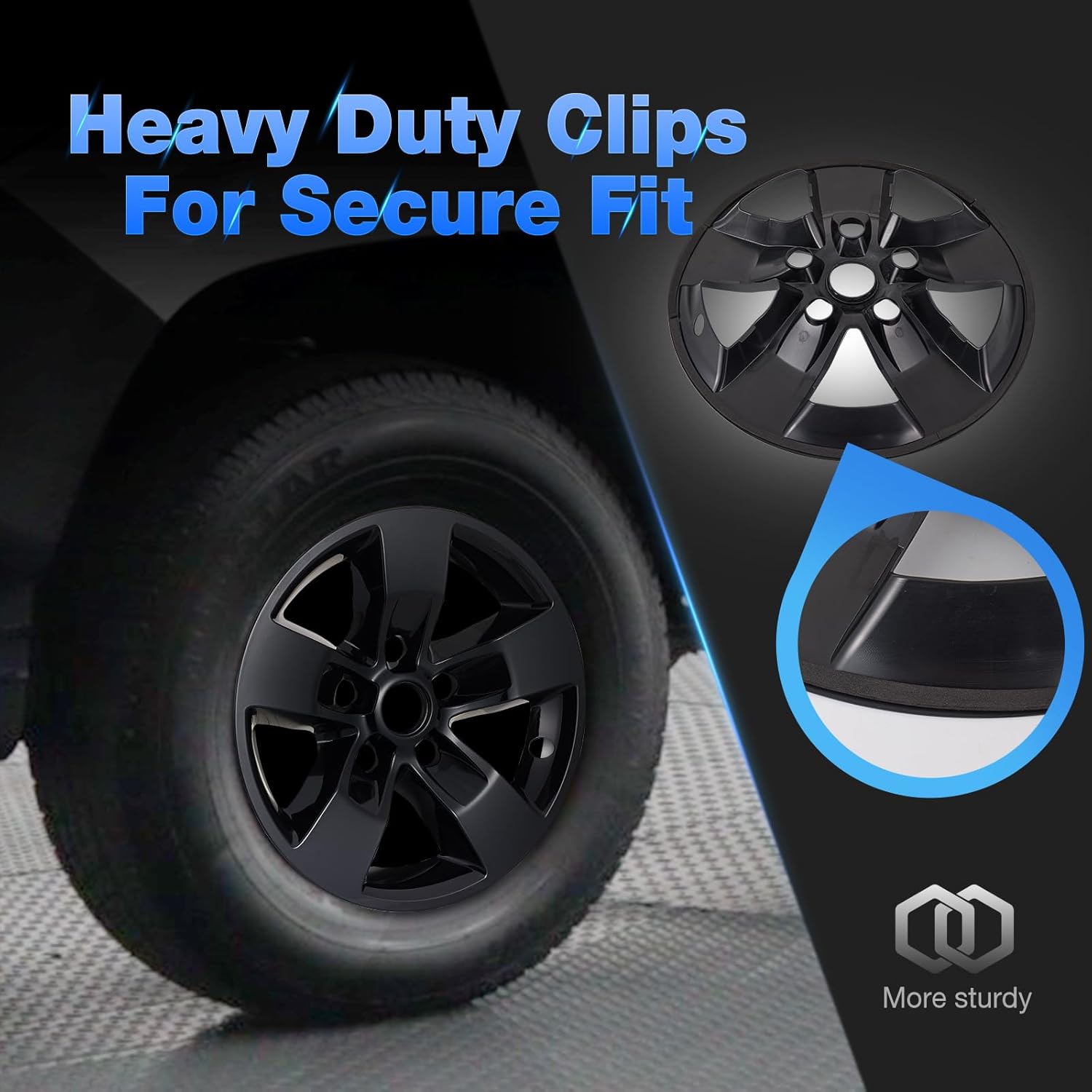 17" 4pcs Glossy Black Wheel Skins for 2013-2018 RAM 1500 & 19-24 Ram 1500 Classic, ABS Plastic 17 Inch Cover Hubcaps for 13-24 RAM 1500 Wheel Skin Replacement Set of 4