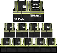 Vista 39 de Chaleco de seguridad reflectante de malla con logotipo personalizado con cremallera Chaleco de alta visibilidad para construcción al aire libre Ropa