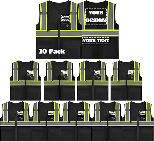 Miniatura 39 de Chaleco de seguridad reflectante de malla con logotipo personalizado con cremallera Chaleco de alta visibilidad para construcción al aire libre Ropa