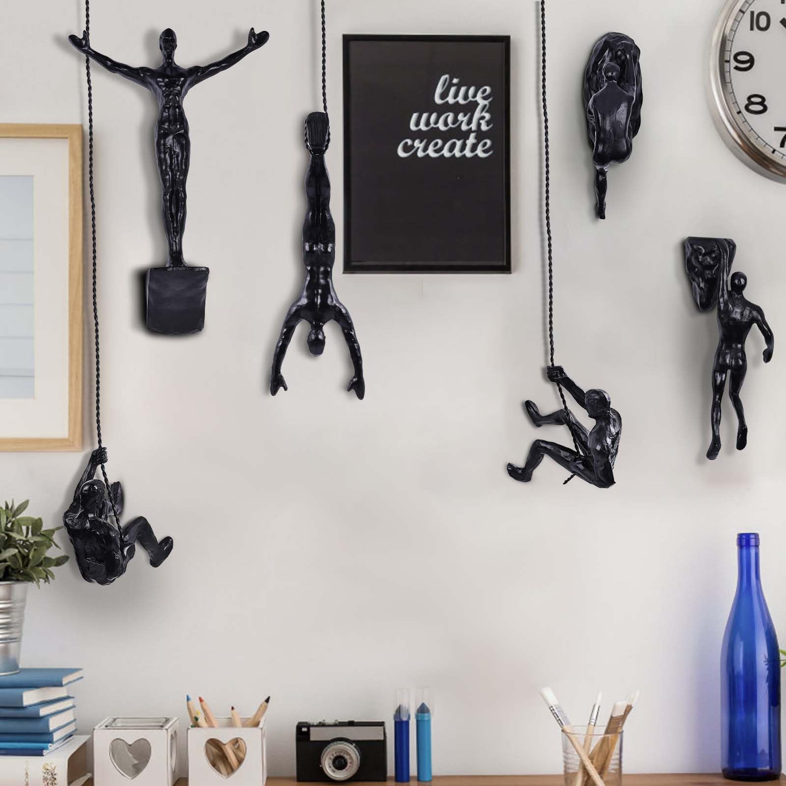 6er Set Kletterer Wanddeko Skulptur – Nordisch-Moderne Deko Figur, Einzigartige Kletternde Figur für Heim & Büro