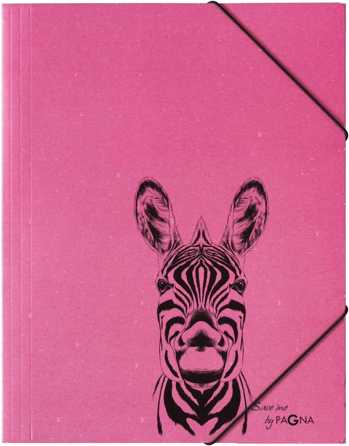 Pagna 21658-34 Elasticated Folder Zebra Cardboard 3 Folders DIN A4, Dunkelrosa