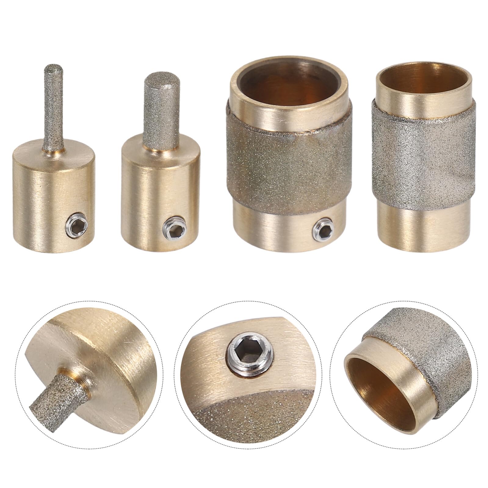 Hemobllo Ensemble de Meules Diamantées 4 Pièces 1 3/4 1/4 1/8 en Laiton pour Polissage Précis Verre Bijoux Carrelage et Composants Électroniques Accessoires Meuleuse à Verre