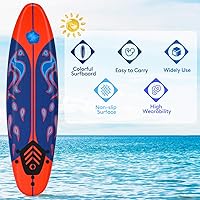 Vista 8 de Giantex 6 pies Tabla de surf tablas de surf de Foamy Surf Playa Océano color Rojo