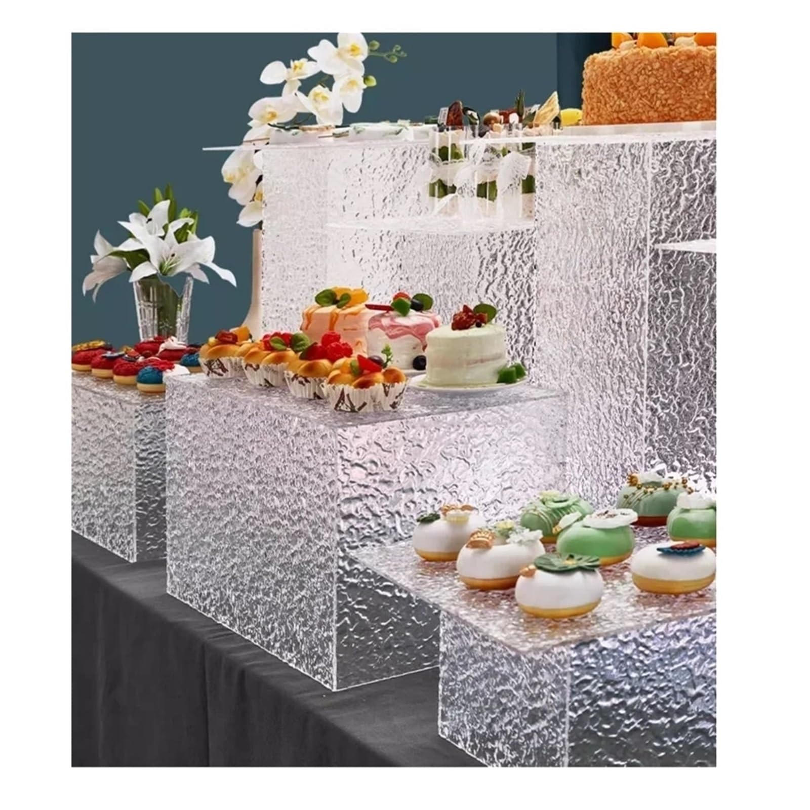 Zymjzbetic Buffet Riser 14 PCS Dessert Candy Decoration Buffet Riser Stand Trays Wedding Banquet Cake Cookies Sushi Bread Fruits Tea Break for Food Display