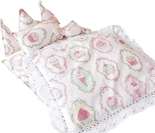 CALEMBOU Cama para muñecas con escalera, suministros de casa de muñecas de madera, muebles de muñeca en miniatura, mini cosas para muñecas (ropa de