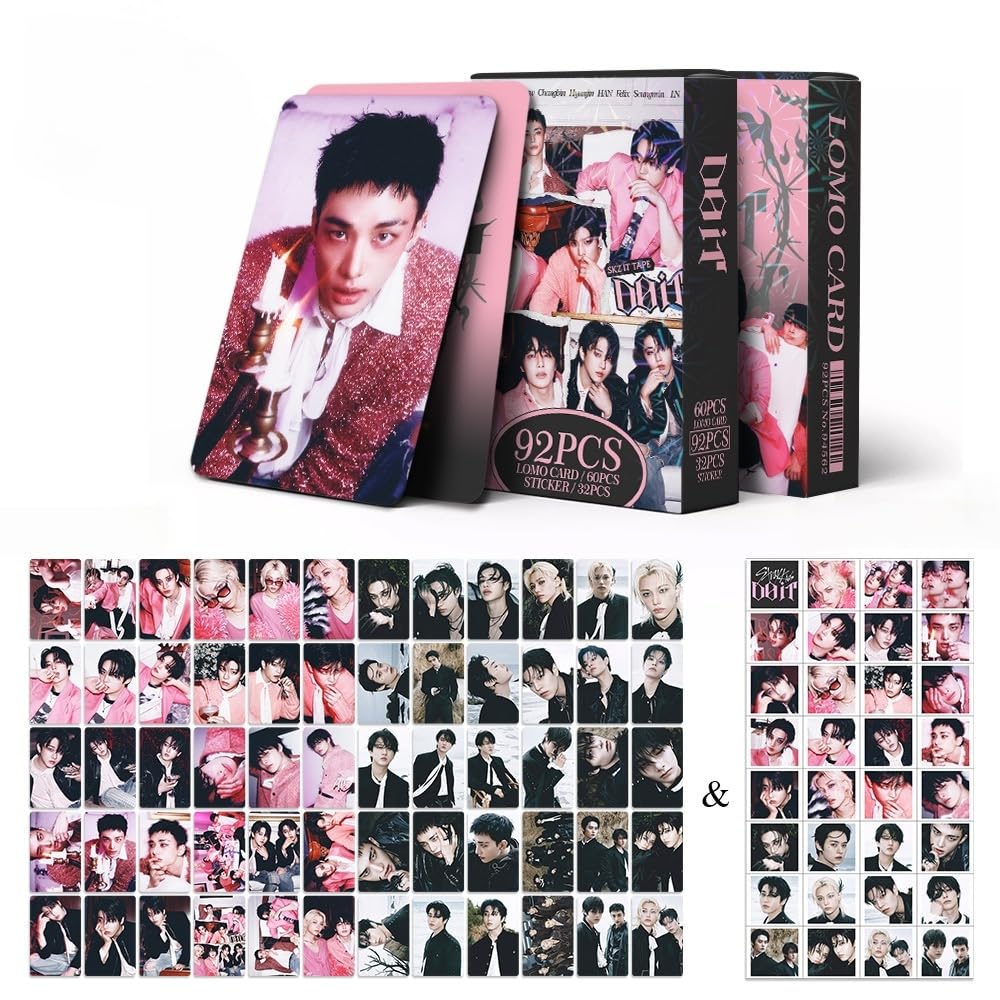 Kpop Stray Kids Cartoline Fotografiche 60 Carte Lomo 32 Adesivi SKZ Fotocard SKZ (E)