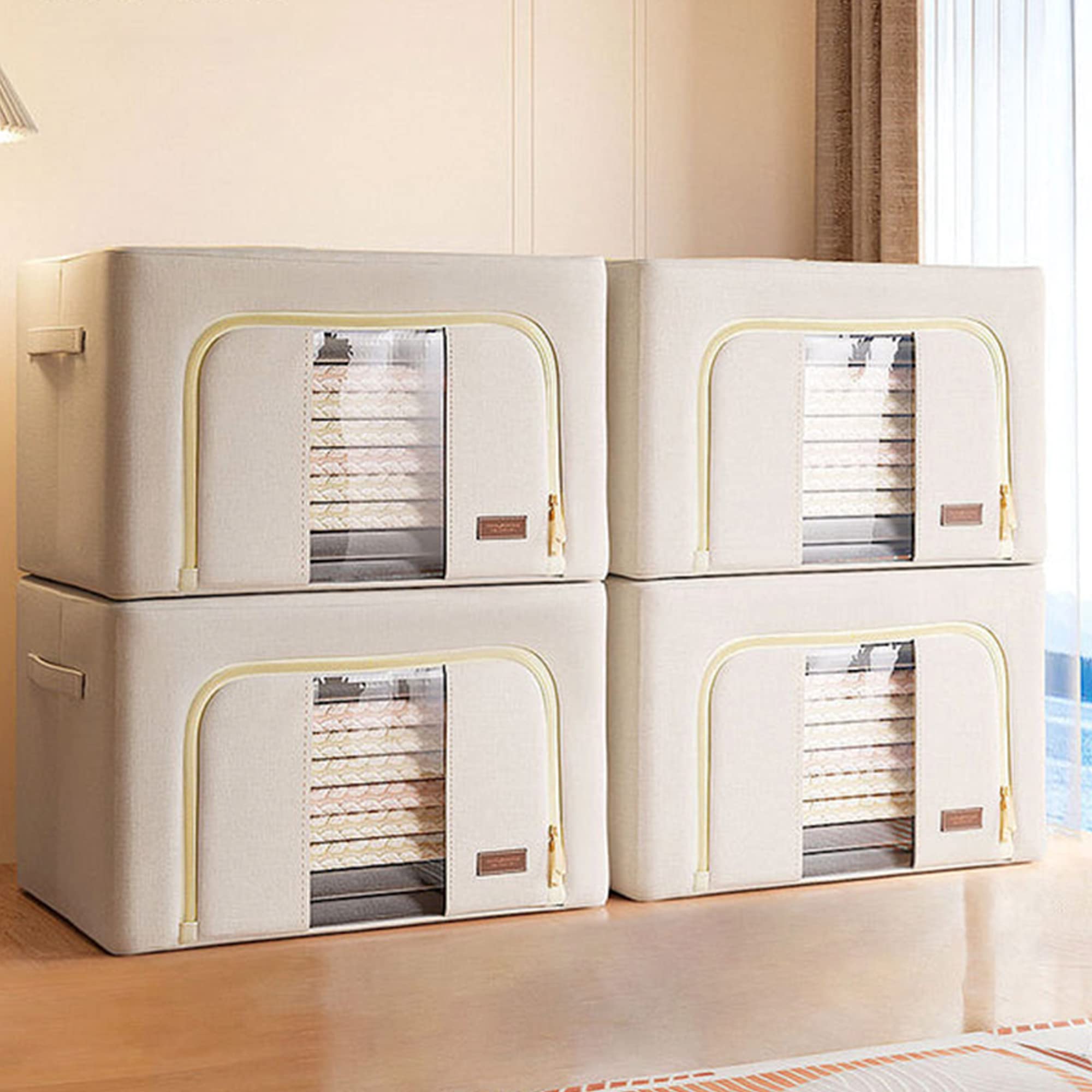 JOYBOS, 2er Set Aufbewahrungsboxen für Kleidung, 132 Liter (66 x 2), faltbar aus Textilmaterial