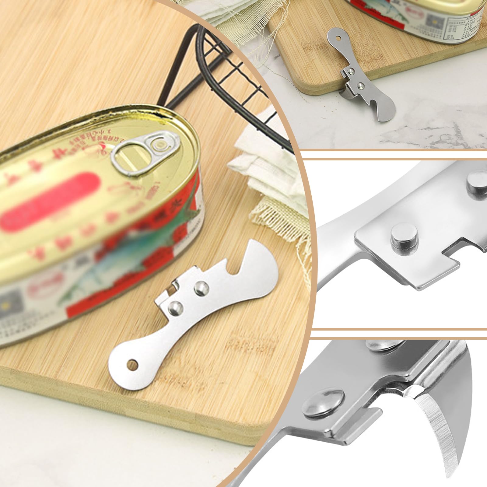 Ouvre-Boîte Professionnel 5 Pièces en Acier Inoxydable, Ouvre-Couvercle et Ouvre-Verre pour Cuisine