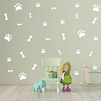 Vista 7 de 76 calcomanías de pared de pata de perro con hueso, decoración de habitación de perro, cachorro, calcomanías de pared de vinilo extraíbles, huellas