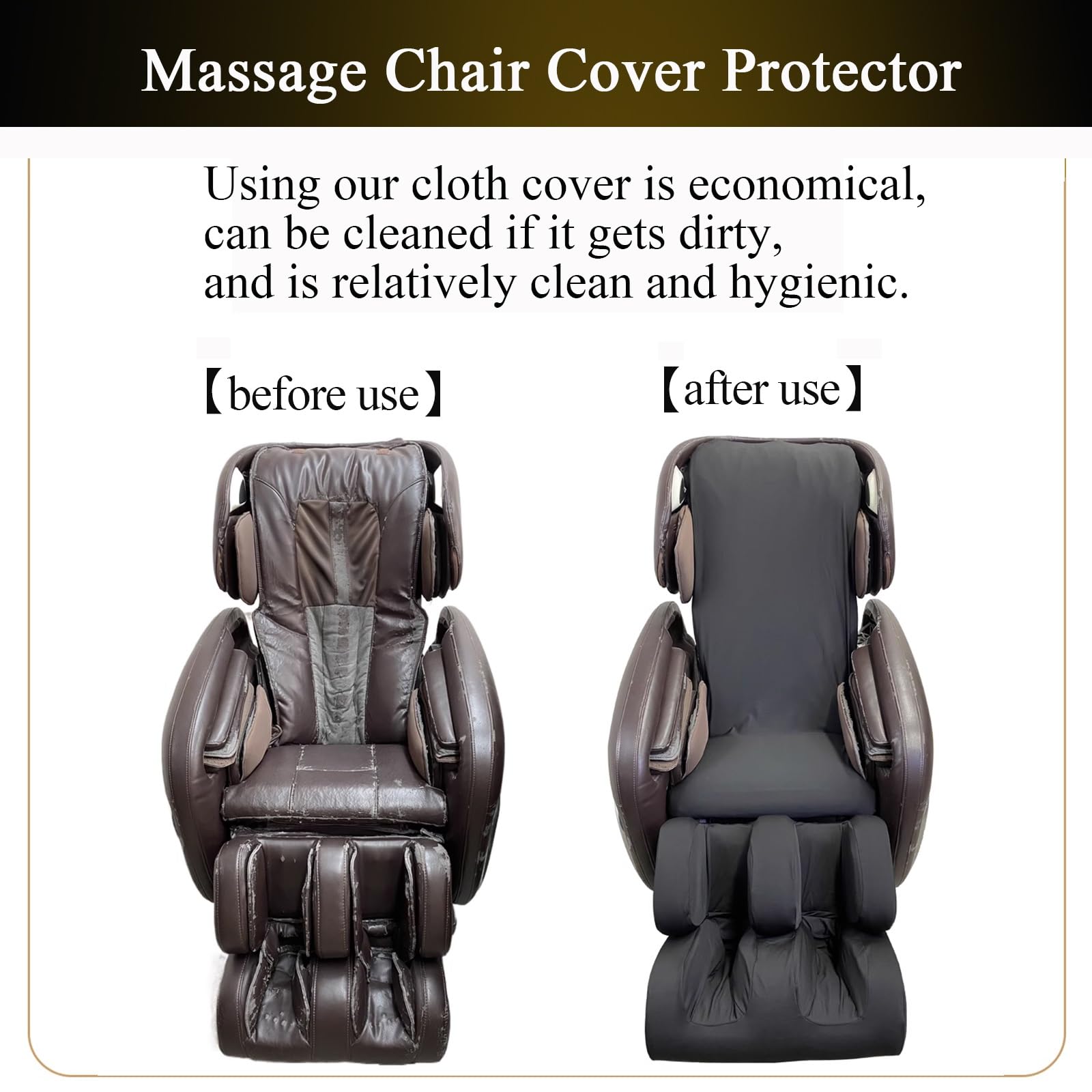Funda para Silla de Masaje,Tejido Elástico Funda Protectora para Silla de Masaje Shiatsu de Cuerpo Completo Lavable Cubierta Polvo de Repuesto para Sillón de Masaje(Black)