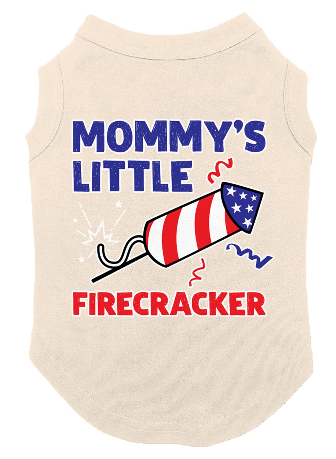 Mommy's Little Firecracker - USA Independence Day 4th of July Dog Shirt (Natural, Medium)