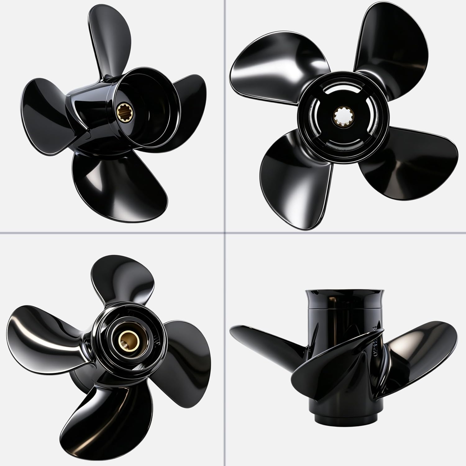 4-Blade Aluminum Outboard Propeller for Honda Engines 25-30HP,10.2x11,10.2x12.10.1x13,10 Spline Tooth 3.00" Gearcase Boat Prop Fits 25HP 30HP 30HP TLD