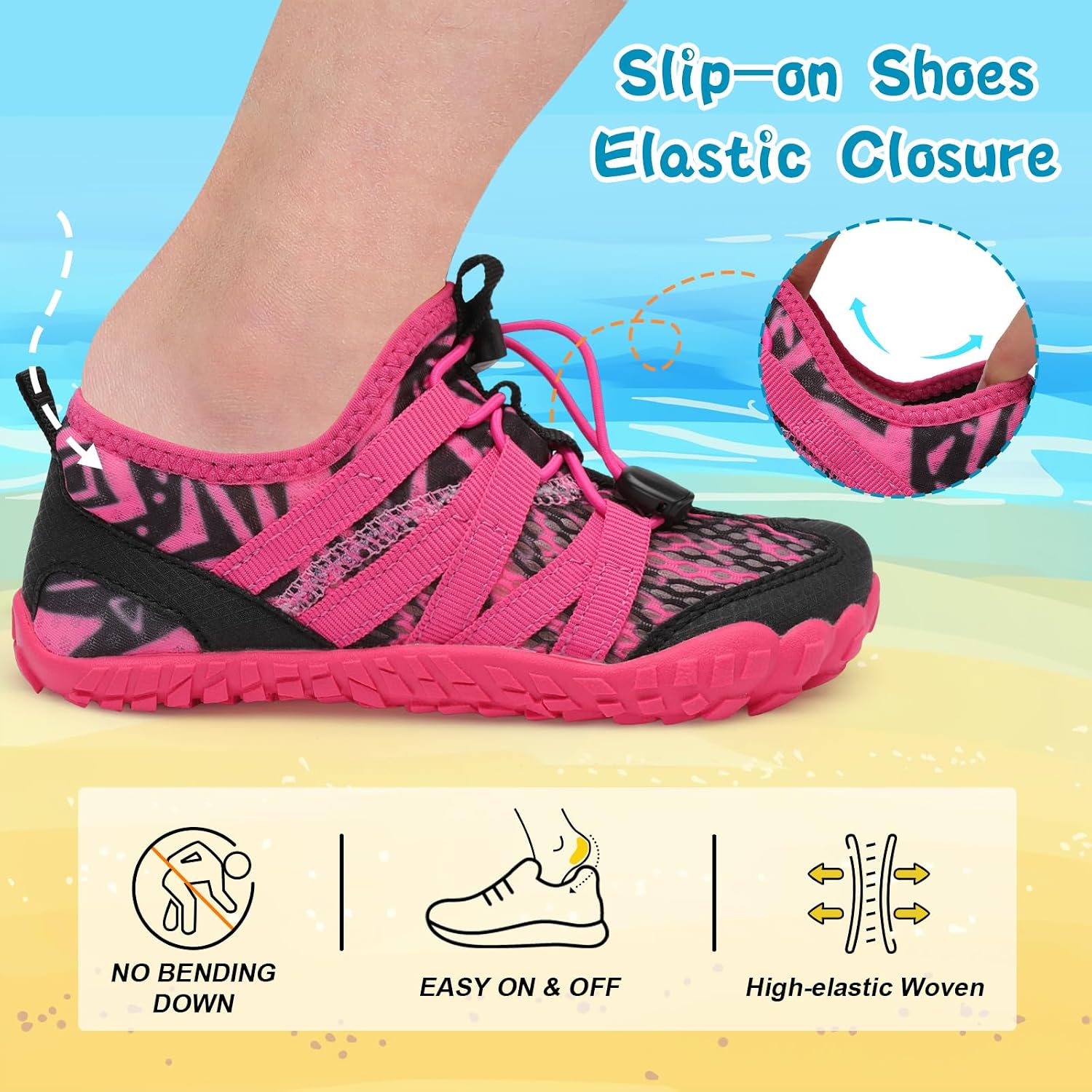 LeIsfIt Kids Water Shoes Boys Girls Wide Barefoot Swim Shoes Quick Dry Aqua Socks with Non-Slip Sole for Beach Pool Surf Hiking