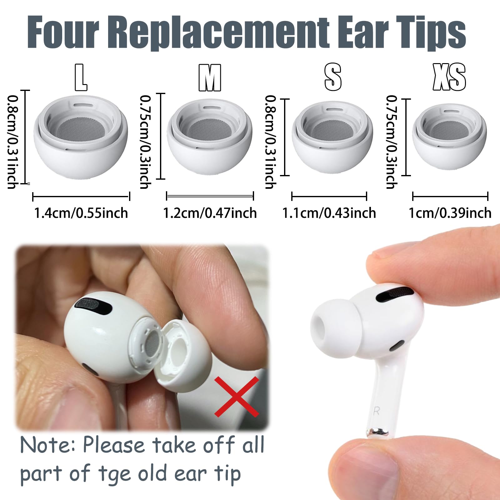 4 Paires D'embouts Pour AirPods Pro – Avec Filtre Anti-bruit – Neufs