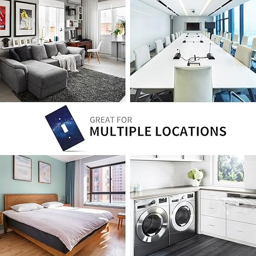 Miniatura 7 de BVOLFQO Cubierta decorativa para interruptor de luz individual con galaxia azul, placa de pared de 1 cuadrilla, para granja, cocina, baño, 4.50 x