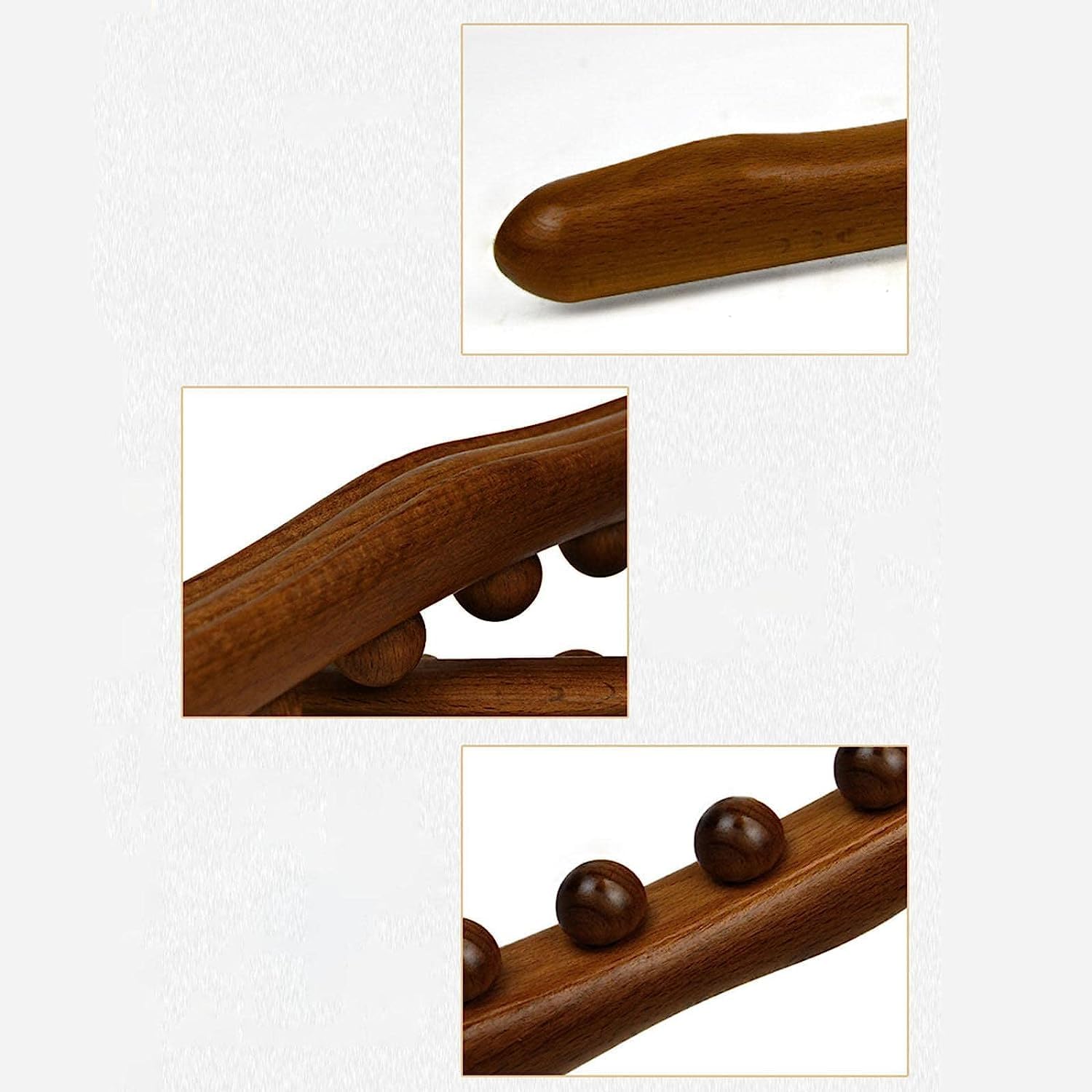 Acupression Wooden Gua Sha Massage Tool, Long Roller Stick with Non Slip Scraping for Anti Cellulite, Body Shaper, Relieving Backache, Headache, Dizziness Leg, wooden massage sticks 3