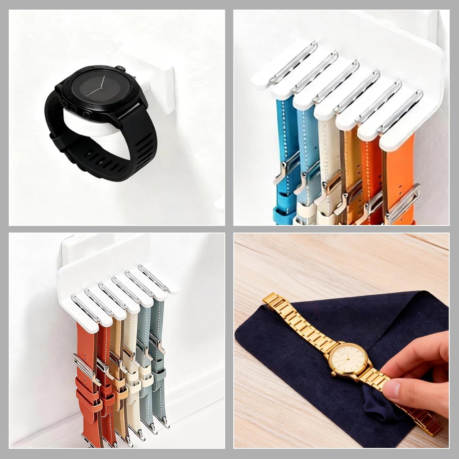 3 Pcs Watch Band Holder, Set with Phone Stand and Cleaning Cloth, Watch Band Organizer for Smartwatch Accessories, watch band storage,Ideal for Desk Display and Travel
