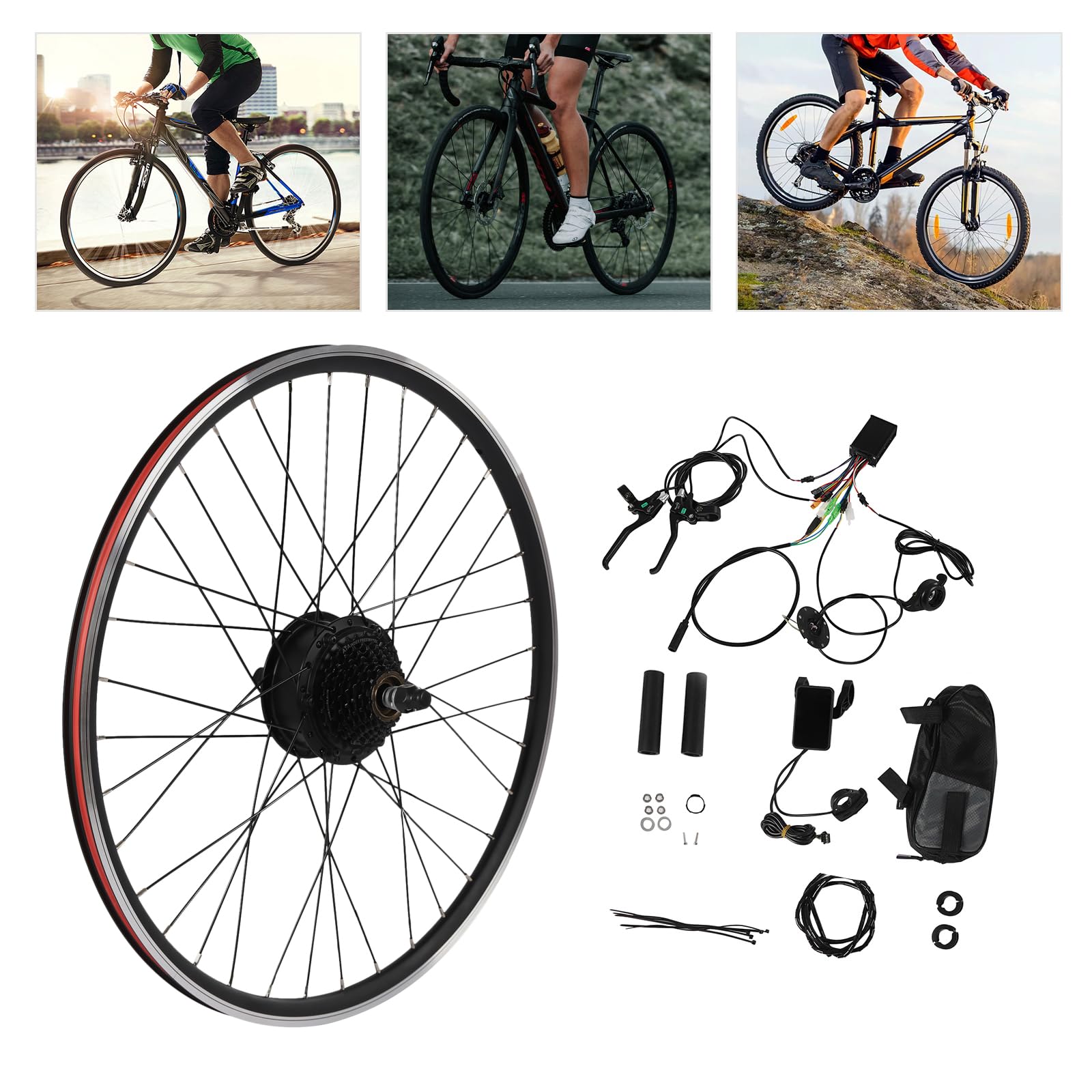 36V 250W Kit di conversione per E-Bike, kit di conversione per bicicletta elettrica con display LCD, 5 marce, kit di conversione per bicicletta elettrica con cruise control, motore elettrico per
