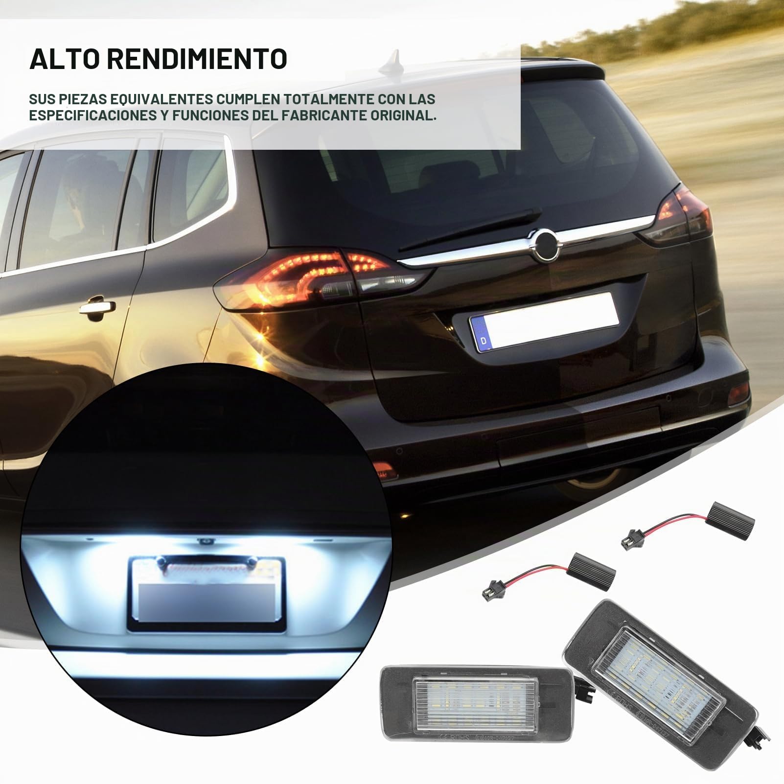 2x Luces Matricula Astra J Zafira C Luz Matricula para Opel Astra J Sports Tourer a partir de 2010, Zafira C a partir de 2012, luz de matrícula 1224006 13578958