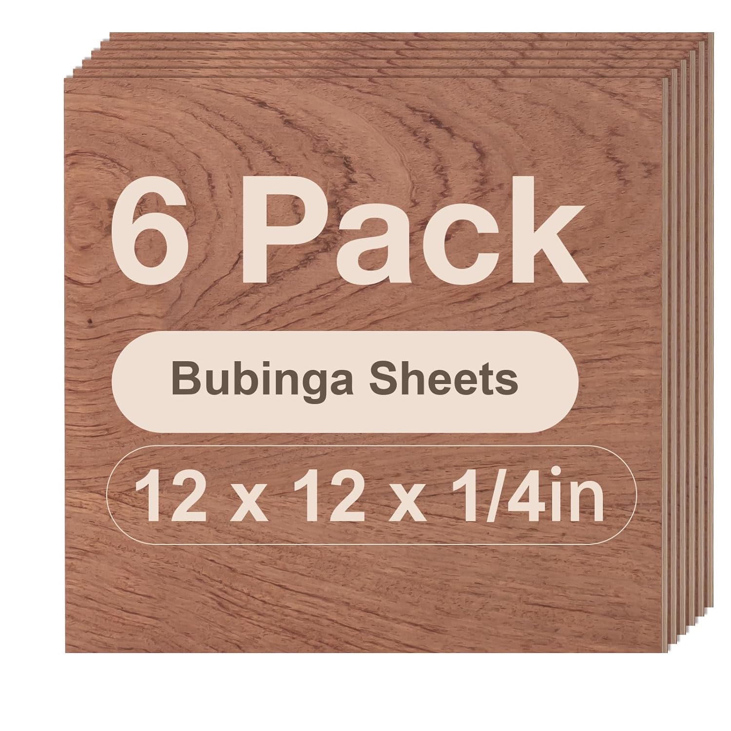 Rowood Bubinga Plywood Sheets 12x12x1/8 in (3mm) 6-pack