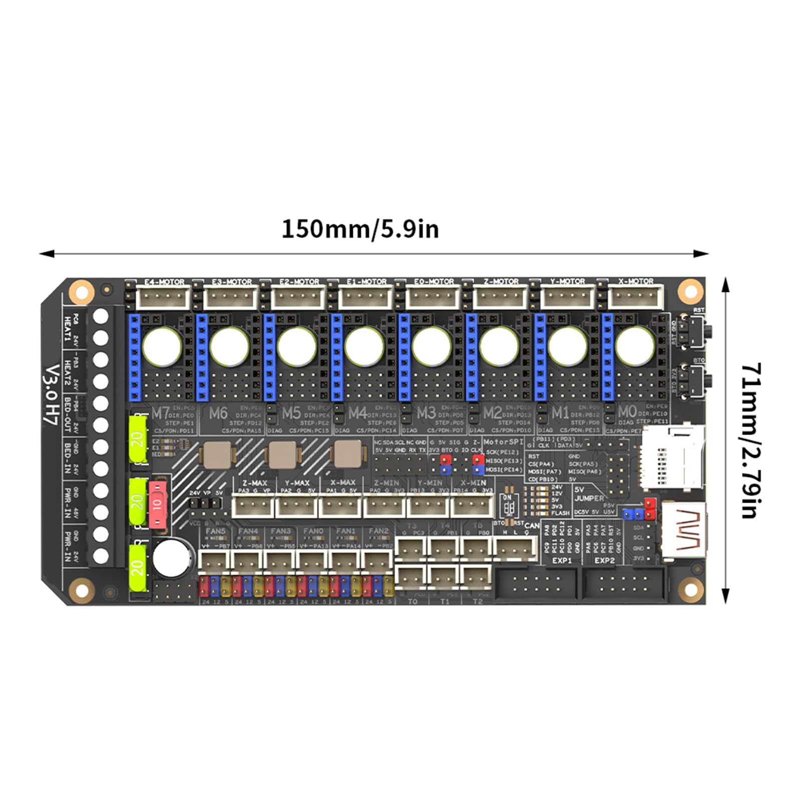Advances Carte mère d ' Impression 3D STM32H723VGT6 pour H7, 32 Bits avec entrée d ' Alimentation du Moteur indépendante
