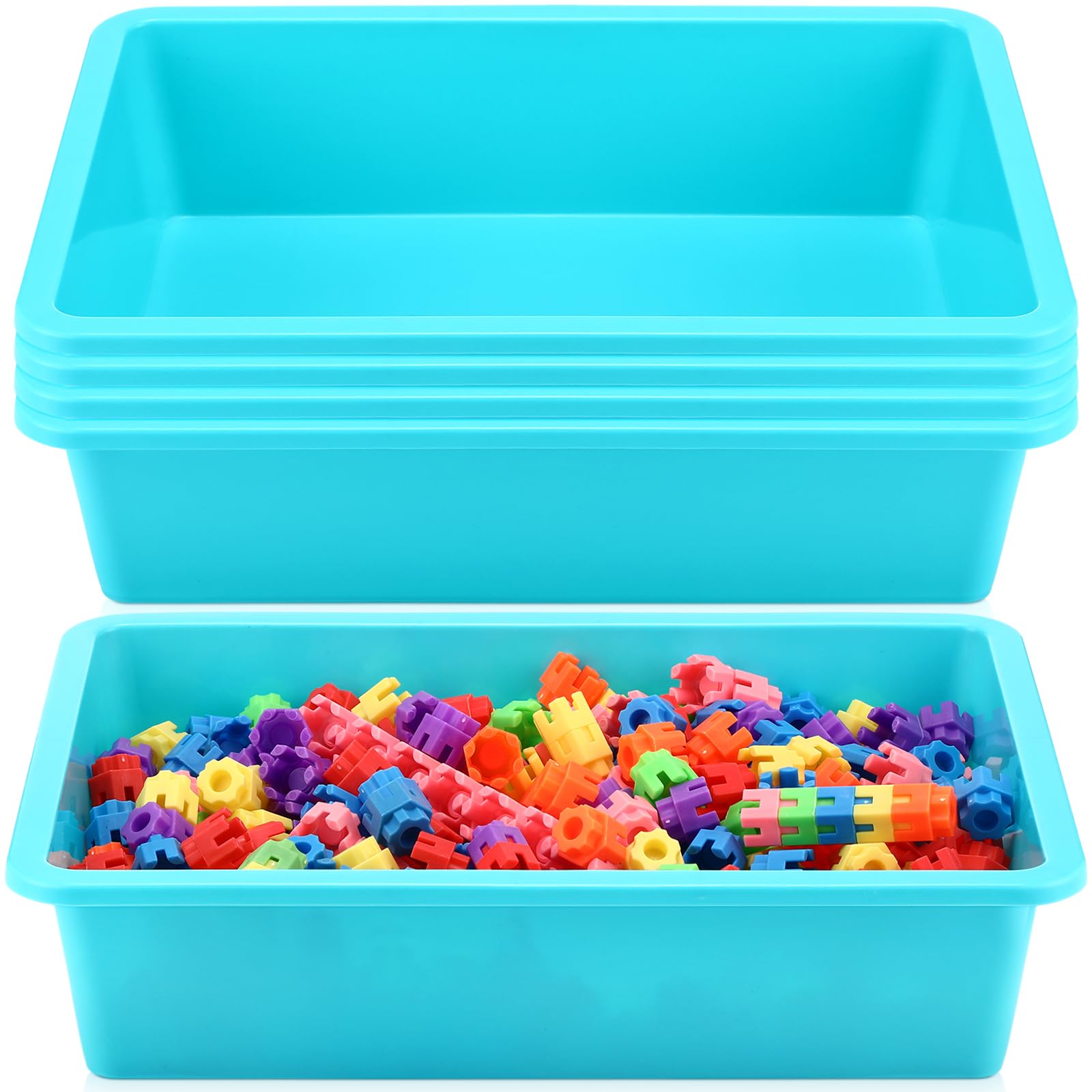 Epicover 10-Pack Stackable Plastic Storage Trays, 12.4 X 8.5 X 2.8 Inches, Multi-Color