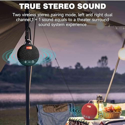 Miniatura 4 de UrbanX Audience Series IPX7 - Altavoz Bluetooth impermeable con clip, tiempo de reproducción de 20 horas, altavoz compacto con sonido grande, graves