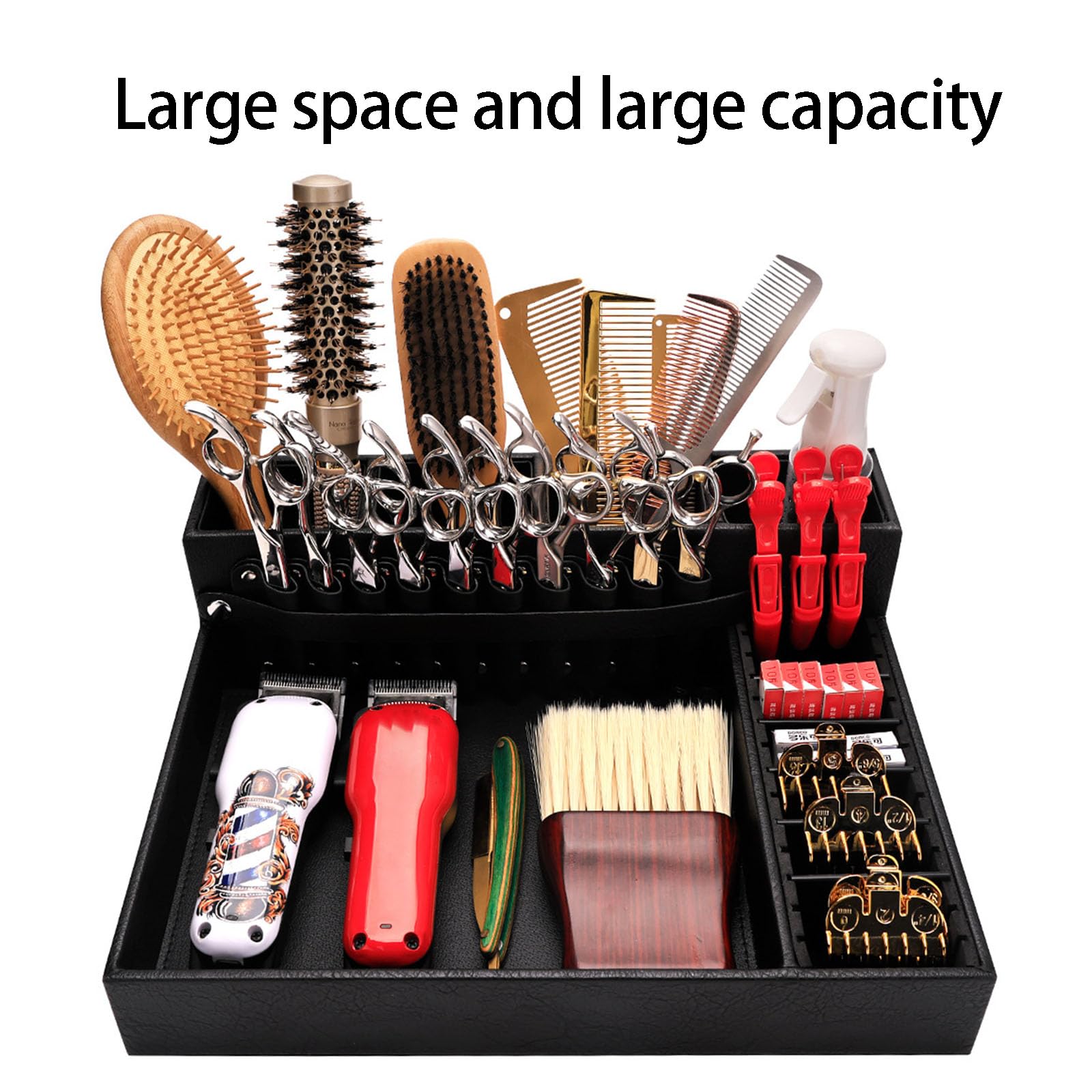 Beauty Station - Scatola portaoggetti in finta pelle, misura L