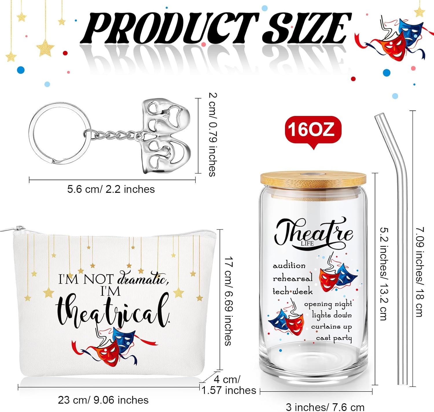 Sieral Theatre Gifts for Women Broadway Music Lover Gifts Wine Tumbler Musical Zipper Pouch Piano Keychain for Student Drama Lover Queen Teacher Actress - Image 2