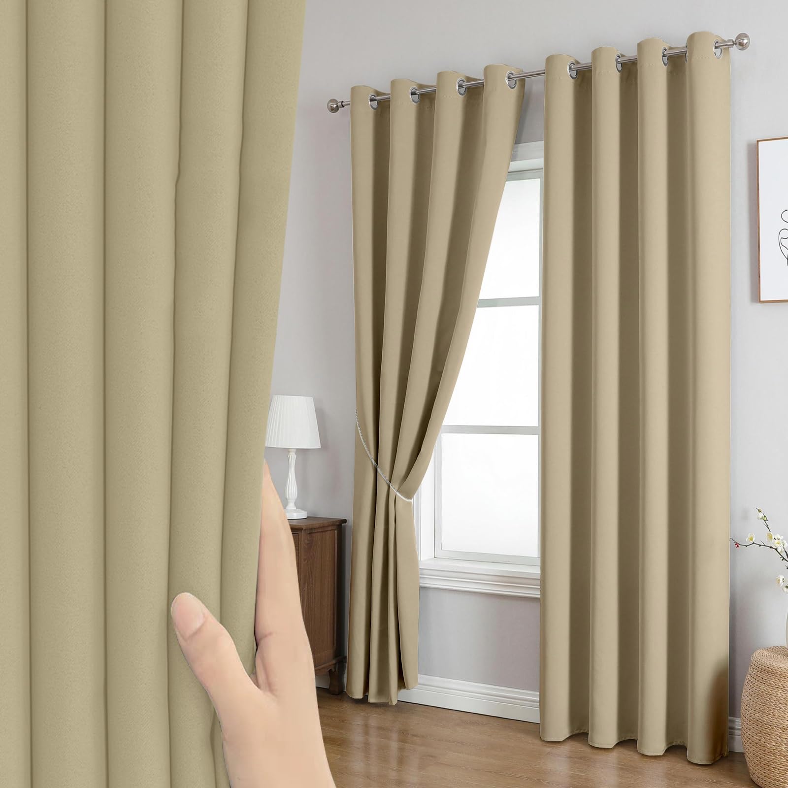 Rideau à oeillets kaki pour cuisine ou dressing occultant et thermique